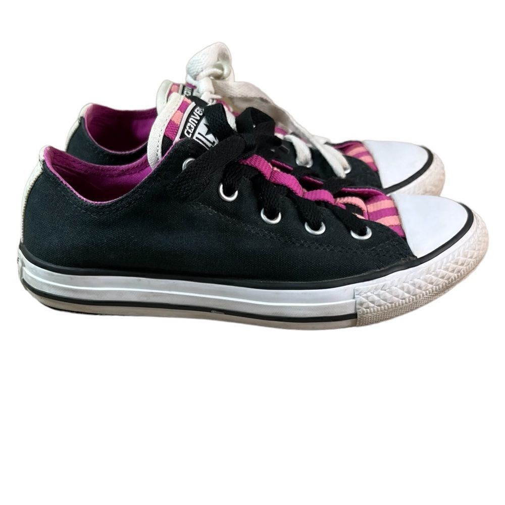 Converse All Star Girls Loopholes Black and Pink Weave Sneakers